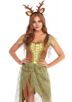 86748 2 Pc Woodland Fawn, Includes Dress With Lace Up Bodice And Sheer Leaf Skir