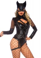 86759 2 Pc Villainess Vixen, Includes Spandex Strappy Bodysuit With O Ring Attac