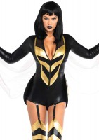 86760 2 Pc Hornet Honey, Includes Wet Look Zipper Front Garter Bodysuit With Foa