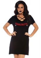 86769 Fangtastic Jersey Dress With Pockets And Cross Over Bodice Accent