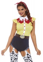 86777 3 Piece Giddy Up Cowgirl, Includes Western Romper With Attached Cow Print 