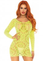 86794 Crochet Lace Long Sleeved Mini Dress