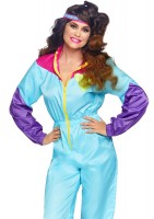 86813 2 Pc Awesome 80s Track Suit, Includes Zip Up Jumpsuit And Matching Headban