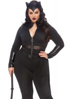 86841X 3 Pc Sultry Supervillain, Includes Zipper Front Cat Suit With Mesh Panel 