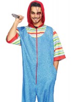 86842 Creepy Killer, Features Printed Hooded Jumpsuit With Pockets And Double Si