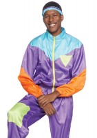 86845 2 Pc Awesome 80s Track Suit, Includes Zip Up Jumpsuit And Matching Headban
