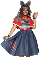 86848 6 Pc Teen Wolf, Includes Fur Trimmed Swing Dress With Slash Accent, Detach