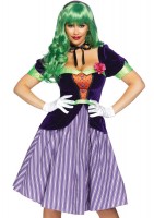 86861 2 Pc Comic Book Baddie, Includes Velvet Coat Dress With Striped Skirt And 