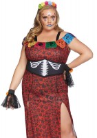 86871X 4 Pc Deluxe Day Of The Dead Beauty, Includes Dual Slit Printed Lace Dress