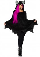86896 Bat Poncho, Features Plush Scalloped Poncho With Bat Ear Hood
