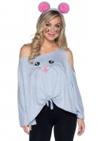 86900 2 Pc Mouse Poncho, Includes Mouse Face Poncho With Cold Shoulder Sleeve, K