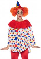 86913 2 Pc Clown Poncho, Includes Poncho With Pom Pom Accents And Clown Hat