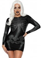 86928 Spandex Rhinestone Skeleton Dress