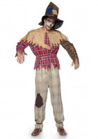 86944 4 Pc Sinister Scarecrow, Includes Patchwork Shirt With Burlap Shawl, Pants