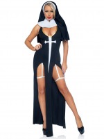 86972 3 Pc Sultry Sinner, Includes Dual Slit Garter Dress With Vinyl Cross Detai