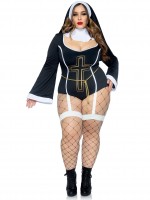 86978X 4 Pc Sister Sin, Includes Garter Bodysuit With Flared Sleeves And Cross D