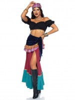 86997 3 Pc Crystal Ball Beauty, Includes Coin Trimmed Crop Top, Dual Slit Skirt 