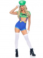 87071 3 Pc Gamer Sidekick, Includes Character Crop Top, Suspender Shorts With Ic