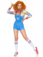 87072 2-Piece Demon Doll - Includes Striped Crop Top And Denim Look Romper Overalls