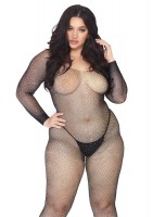 89233X Crystalized Seamless Fishnet Long Sleeved Bodystocking