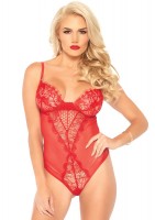 89239 Eyelash Lace And Sheer Mesh Teddy With Adjustable Straps