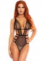 89258 Fishnet Cut Out Strappy G String Teddy With Adjustable Straps