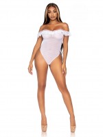 89269 Lace Ruffle Off The Shoulder Teddy With Woven Point Desprit Detail And Sna