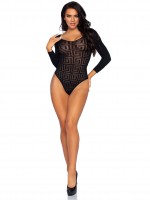 89282 Mosaic Sheer Opaque Snap Crotch Bodysuit