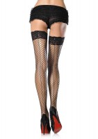 Stay Up Lycra Industrial Lace Top Thigh Highs With Back Seam