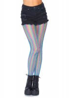 9308 Colored Lurex Shimmer Rainbow Striped Fishnet Tights