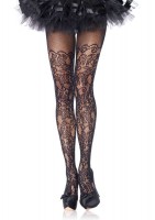 Plus Size Floral Vine Net Pantyhose Plus Si Black