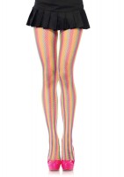 9970 Neon Rainbow Stripped Fishnet Pantyhose