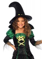 C49089 2 Piece Storybook Witch, Long Ruched Dress And Matching Hat