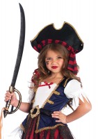 C49104 2 Piece Caribbean Pirate, Gold Trimmed Dress With Belt And Pirate Hat