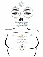 EYE032 Skeleton Adhesive Face And Chest Jewel Stickers