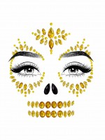 EYE039 Sugar Skull Adhesive Face Jewels Sticker