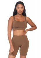NK004 2 Pc Seamless Opaque Spandex Crop Tank And Bike Shorts