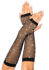 2037 Rhinestone Fishnet Arm Warmers