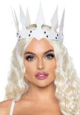 2774 Faux Leather Spiked Crown