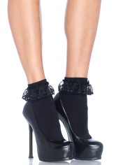 Anklet With Lace Ruffle O/s Black