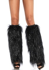 3923 Furry Lurex Leg Warmers