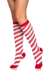 5616 Candy Cane Lurex Knee Socks