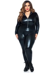 85047X Lame Zipper Front Catsuit