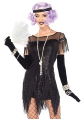 2 Piece Roaring 20s Trixie,sequin Dress With Zig Zag Fring,sequin Headband