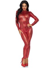 86892 Laser Cut Metallic Catsuit