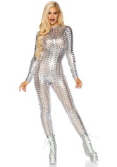 86892 Laser Cut Metallic Catsuit