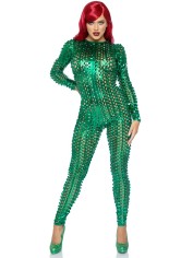 86892 Laser Cut Metallic Catsuit
