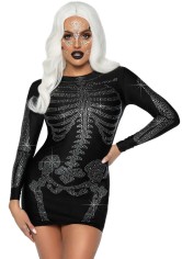 86928 Spandex Rhinestone Skeleton Dress