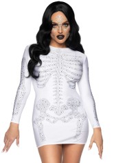 86928 Spandex Rhinestone Skeleton Dress