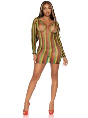 86959 Rasta Net Long Sleeve Mini Dress